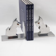 Art Deco 1930s Metal Cubist Scottie Dog Bookends