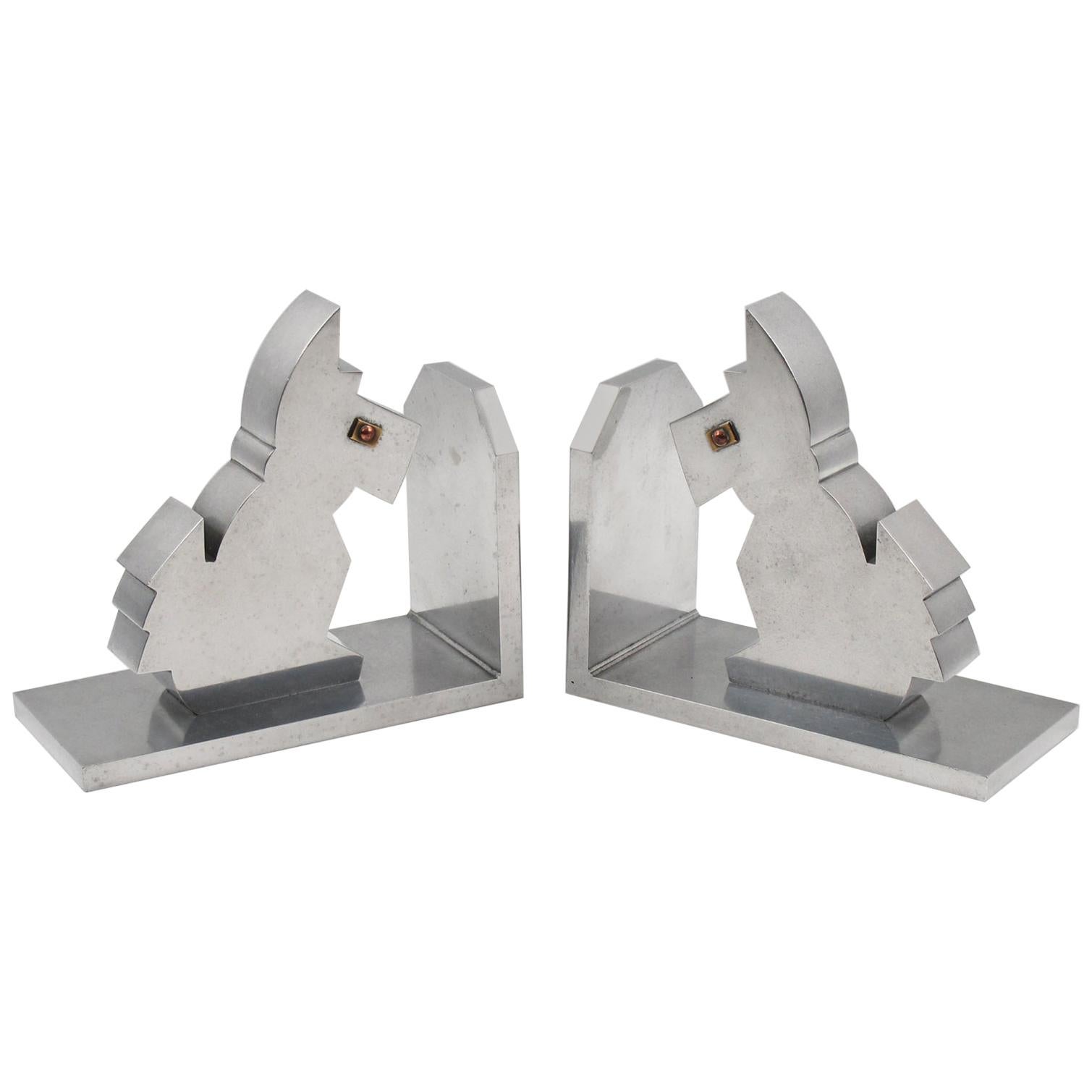 Art Deco 1930s Metal Cubist Scottie Dog Bookends