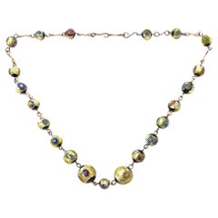 Art Deco 1930s Millefiori Foil Glass Bead Vintage Necklace