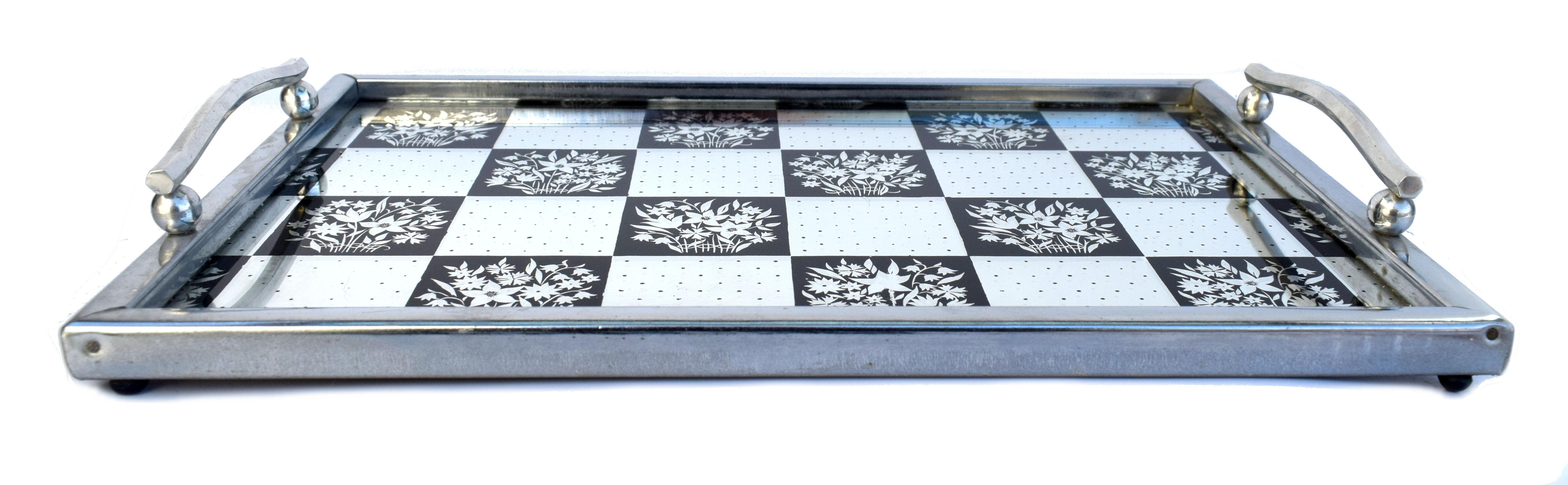 English Art Deco 1930s Mirrored Barware Drinks Tray