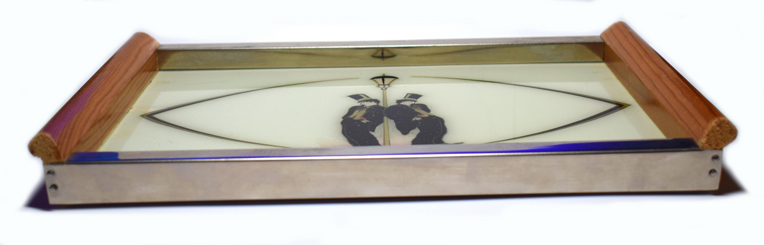 Art Deco 1930s Novelty Bar ware Tray Depicting Charlie Chaplin In Good Condition For Sale In Devon, England