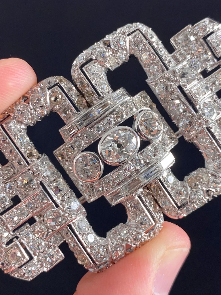 Art Deco 1930s Old Mine European Diamond Geometric Buckle Brooch Platinum  French at 1stDibs | iced out belt buckle