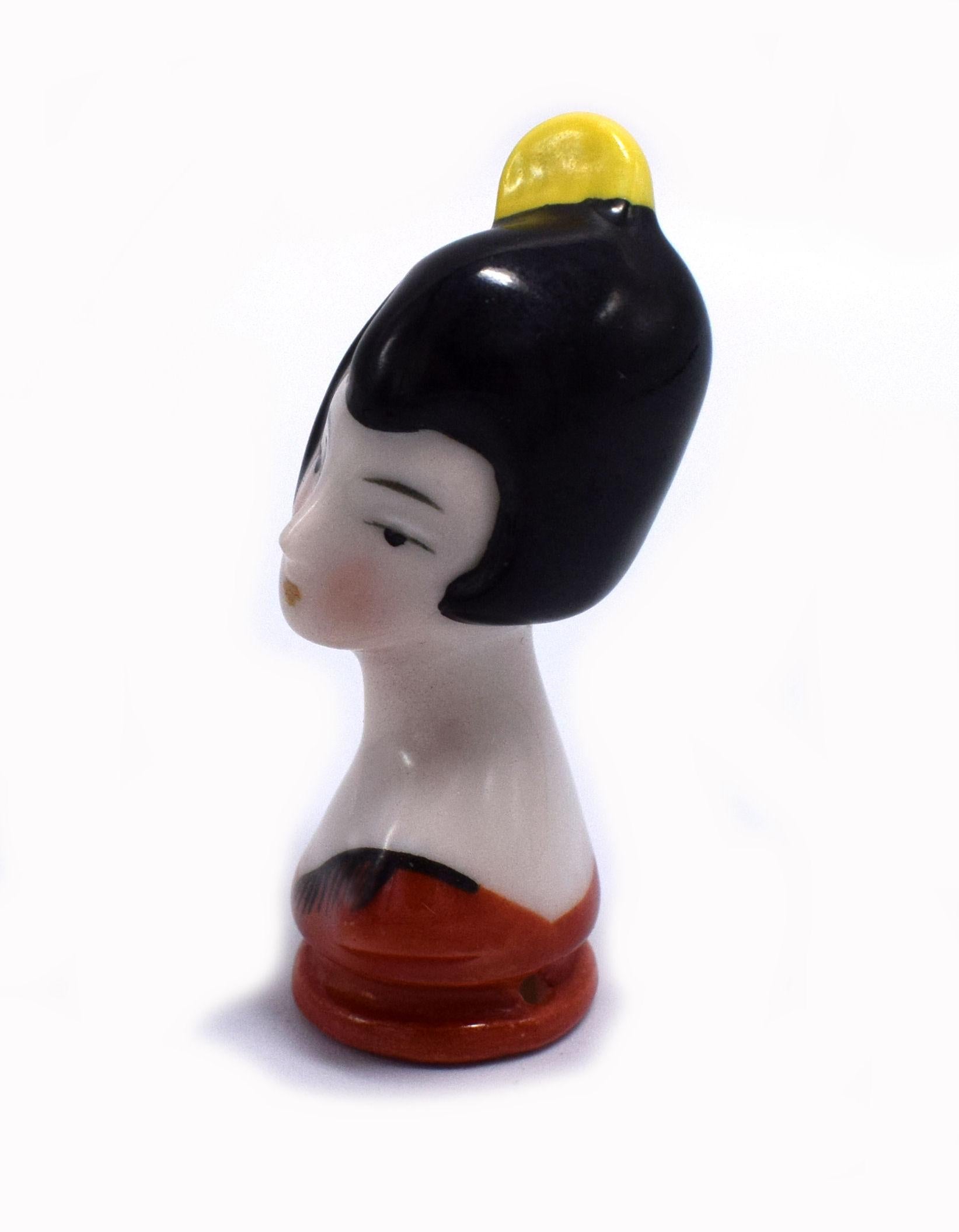 20ième siècle Art Déco 1930s Oriental Girl Half Pin Cushion Doll by Carl Schneider en vente