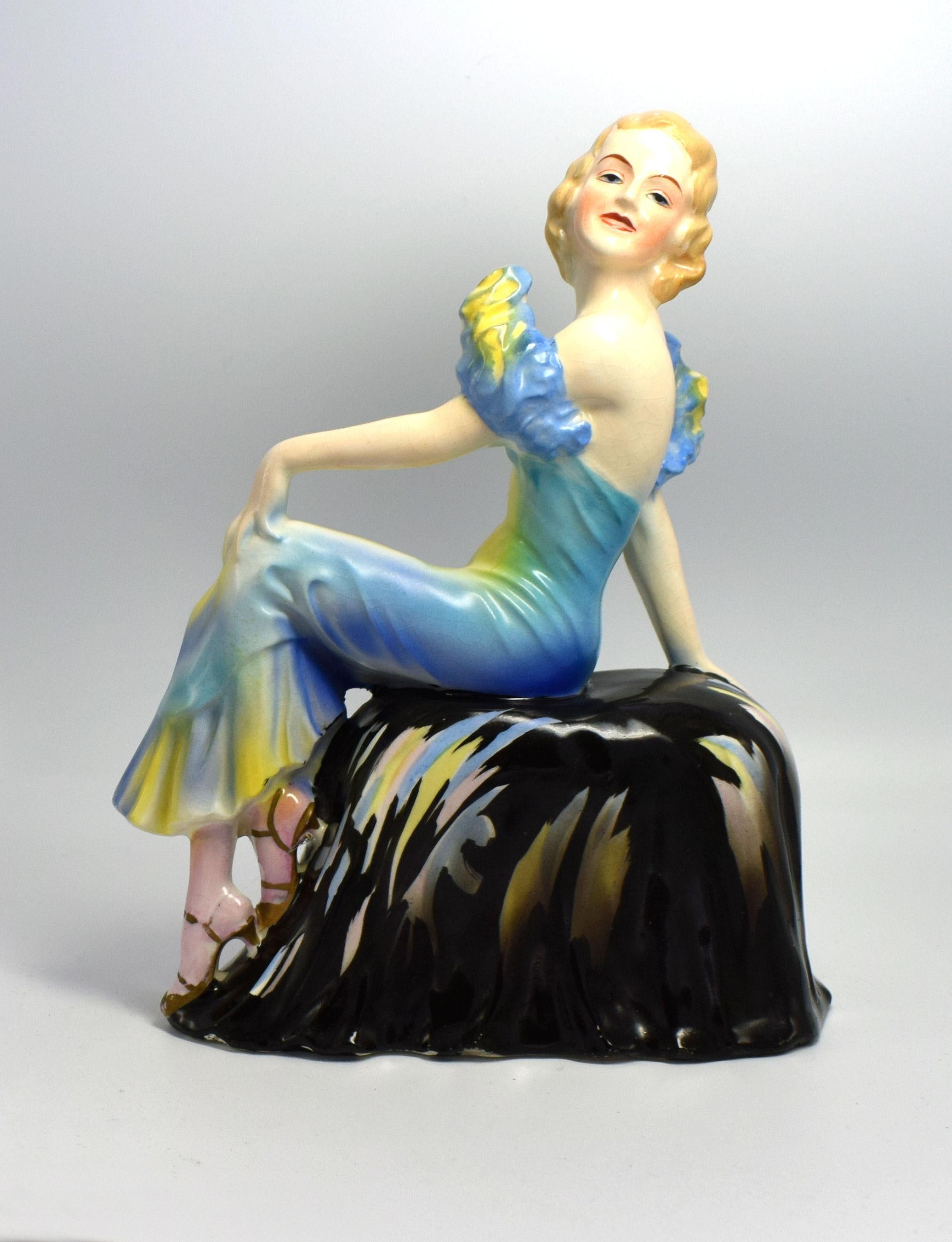 Art Deco 1930s Original Ceramic Figurine For Sale 1