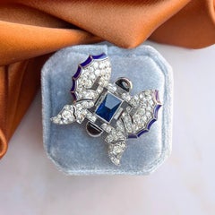 Art Deco 1930s Paste, Glass and Enamel Vintage Butterfly Fur Clip