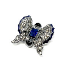 Art Deco 1930s Paste, Glass and Enamel Vintage Butterfly Fur Clip