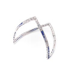 Art Deco 1930s Platinum 14.2tgw Sapphire and Diamond Zig Zag Bangle