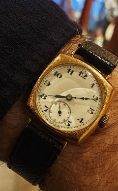 Art-Deco 1930's Rolex ref 47085 14K Rose Gold 32mm Cushion Case Mens' Watch