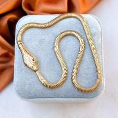 Art Deco 1930s Rolled Gold and Paste Vintage Snake Choker