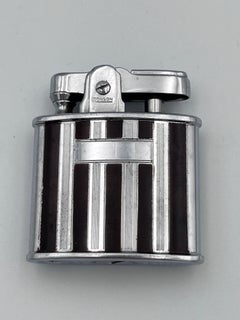 Art Deco 1930's Ronson Standard Cigarette Lighter Chocolate Brown Enamel Stripes