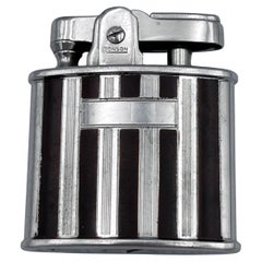 Art Deco 1930's Ronson Standard Cigarette Lighter Chocolate Brown Enamel Stripes