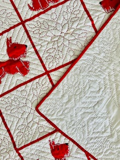 Art Deco 1930s Scottie Dog Crib Quilt with Striking Hand Quilting