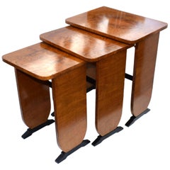 Art Deco 1930s Set of Three Nest of Tables