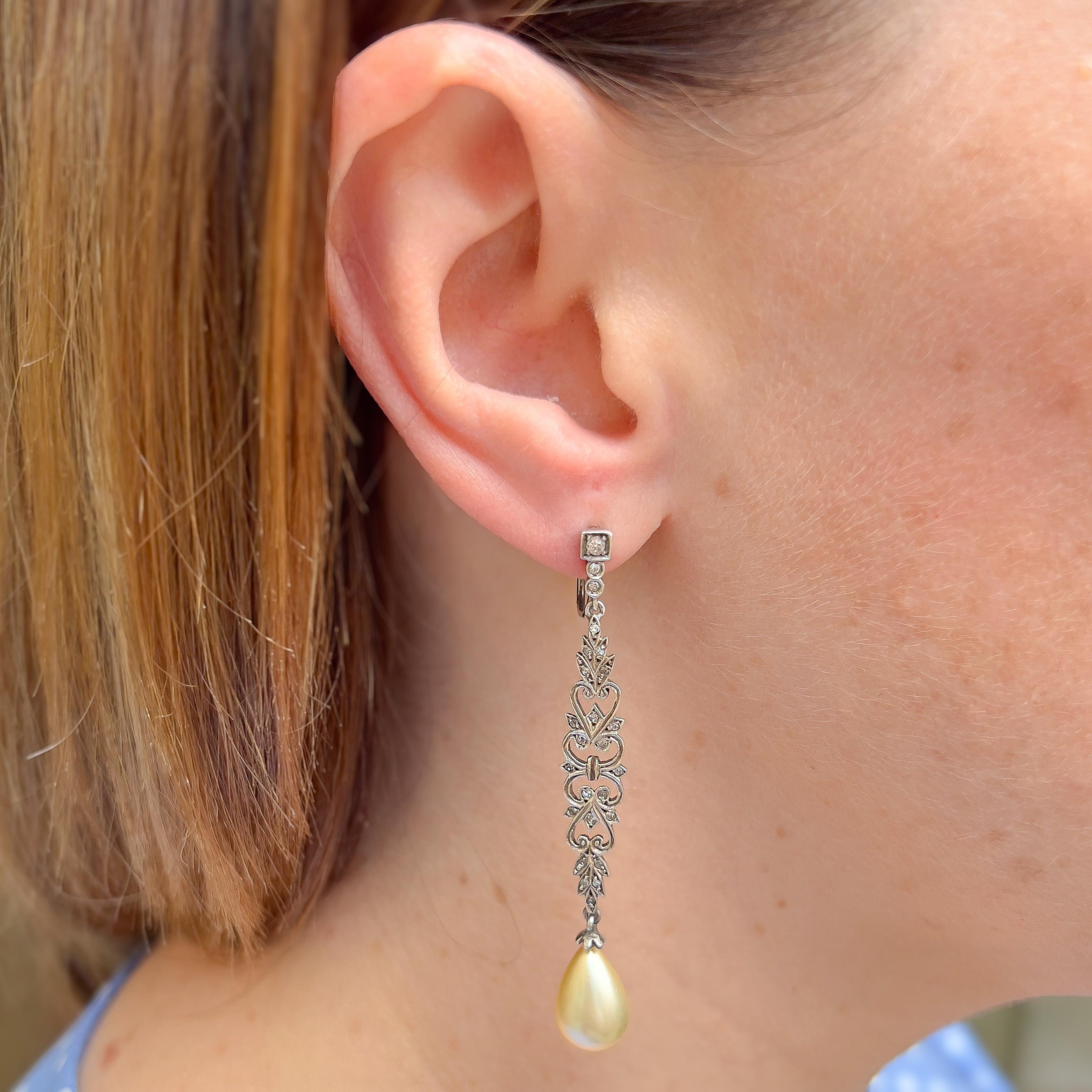 Art Decó 1930 Pendientes de gota de pasta y perla de imitación vintage en venta 4