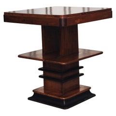 Art Deco 1930s Walnut and Lacquered Graduated Three-Tier Side Table