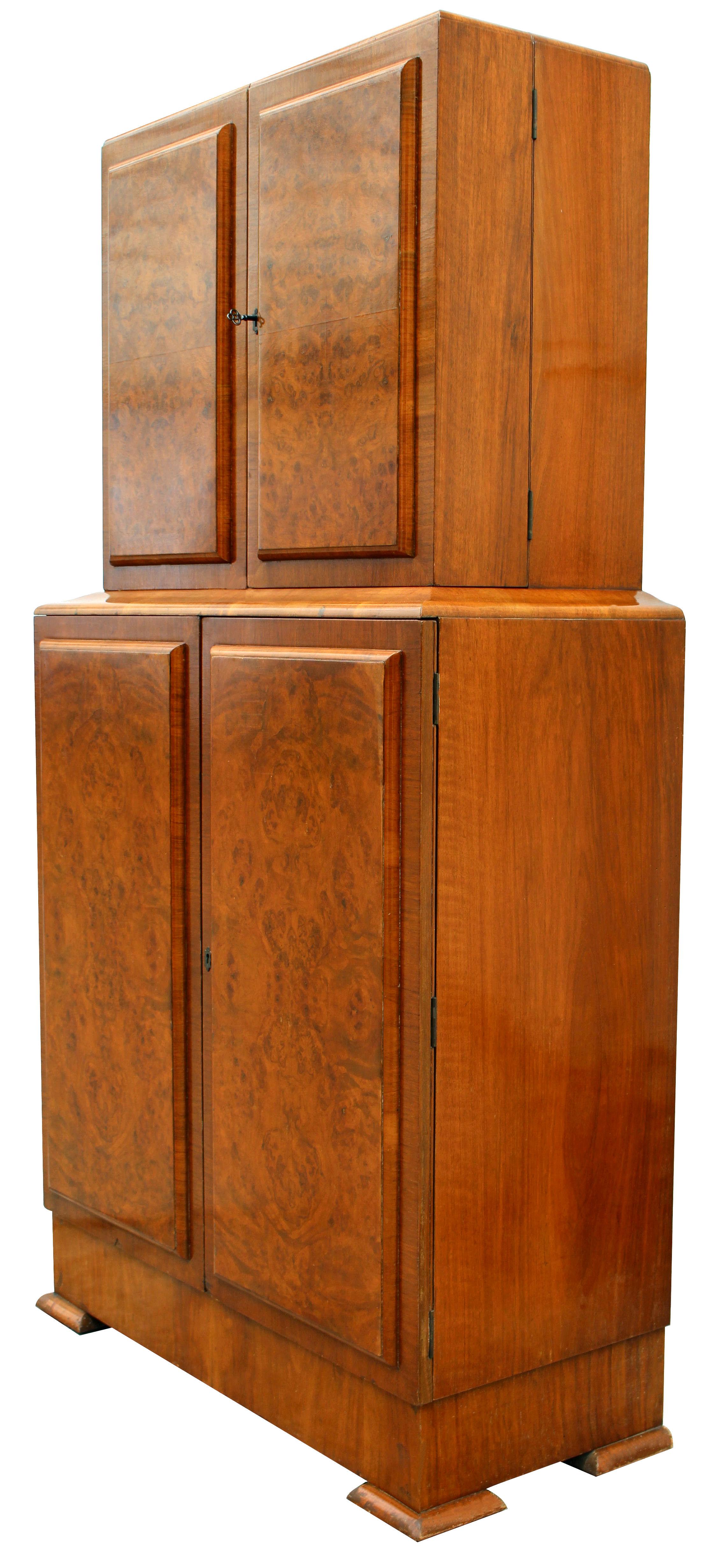 Art Deco 1930s Walnut Fronted Cocktail Drinks Cabinet 2