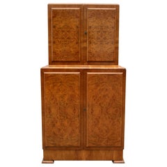 Art Deco 1930s Walnut Fronted Cocktail Drinks Cabinet