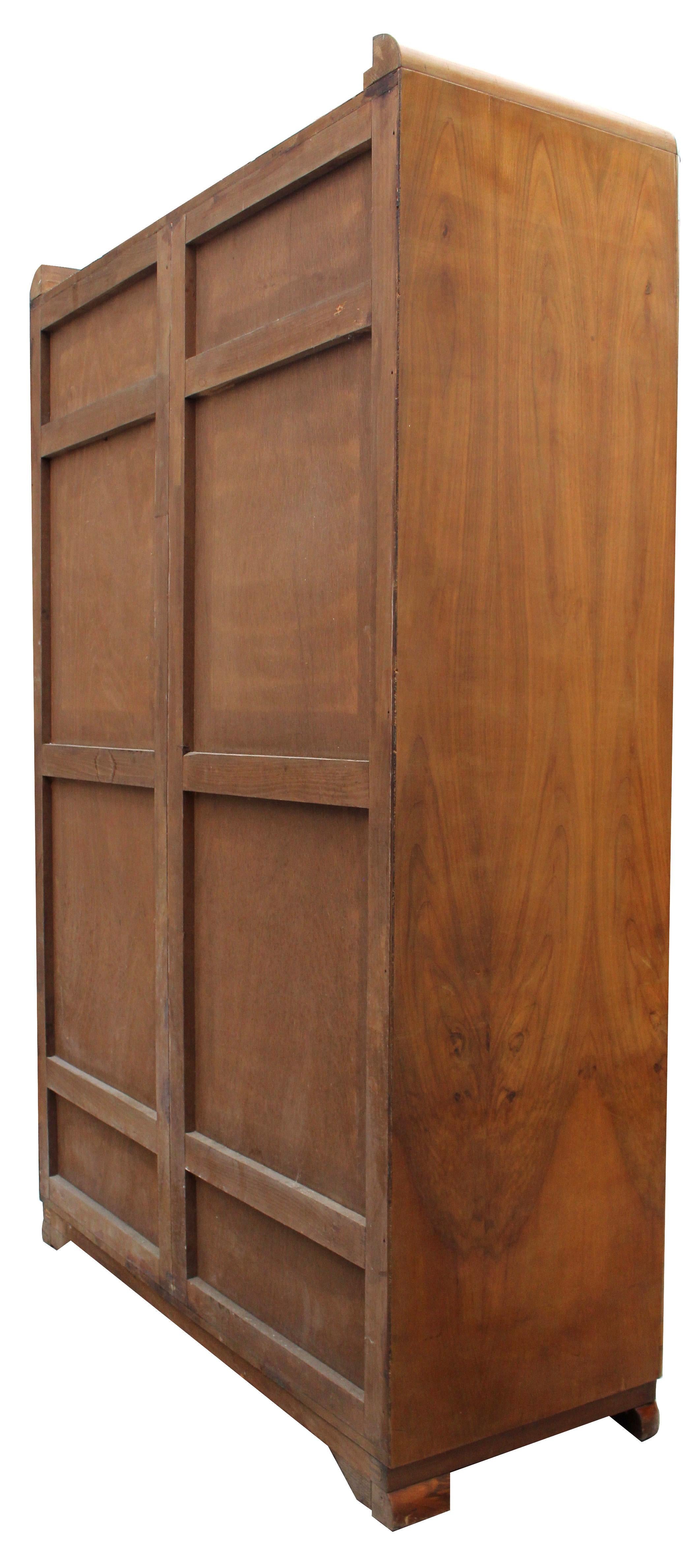 Art Deco 1930s Walnut Two-Door Wardrobe, English, circa 1930 2