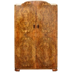 Art Deco 1930s Walnut Two-Door Wardrobe, English, circa 1930