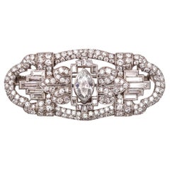 Vintage Art Deco 1932 Convertible Pendant Brooch In Platinum With 3.97 Ctw In Diamonds