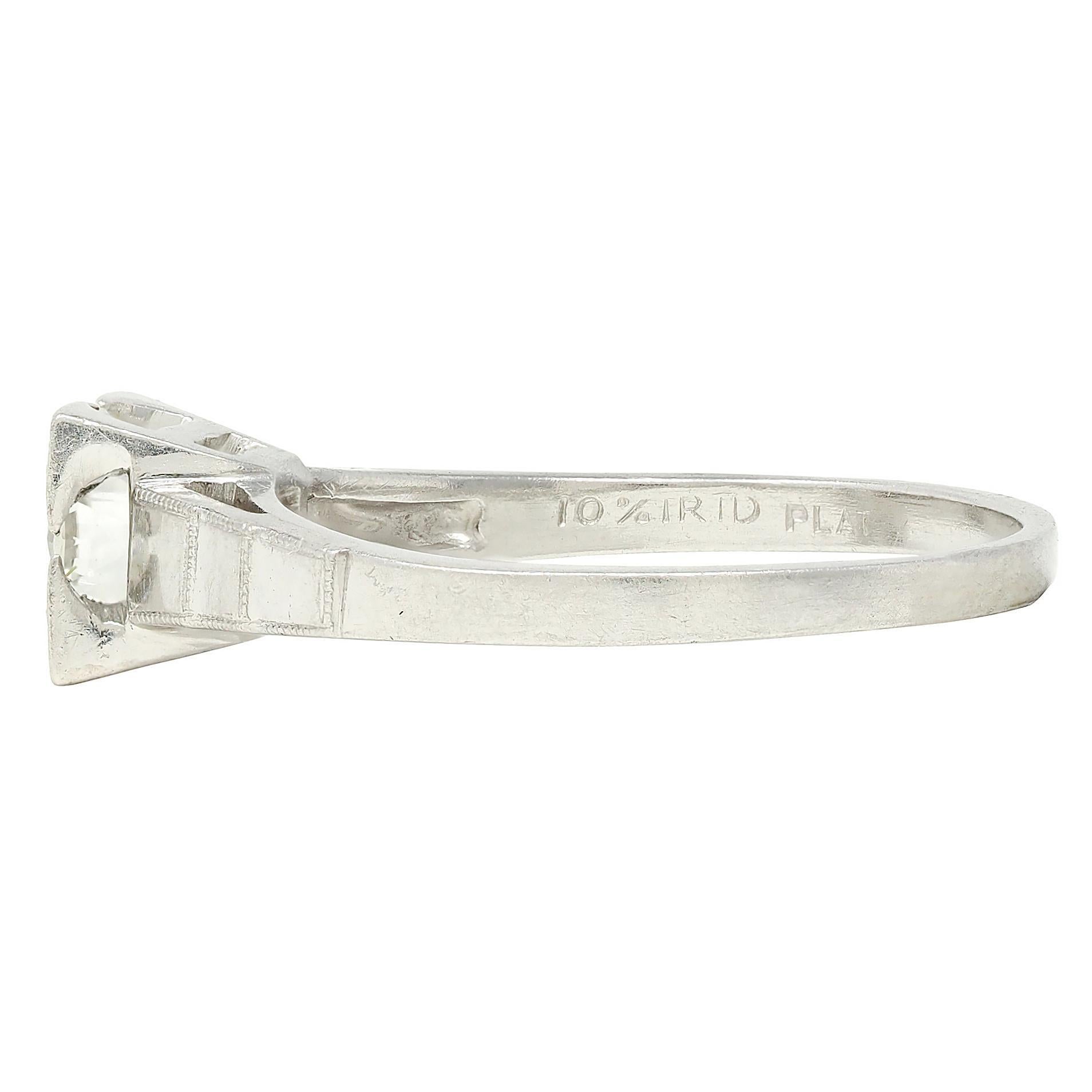 Art Deco 1932 Transitional Diamond Platinum Vintage Stepped Engagement Ring For Sale 1