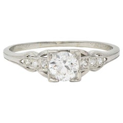 Art Deco 1933 0,68 Karat Diamant Platin Vintage Stepped Verlobungsring, Art déco