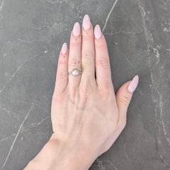 Art Deco 1933 Natural Saltwater Pearl Diamond Platinum Vintage Cocktail Ring