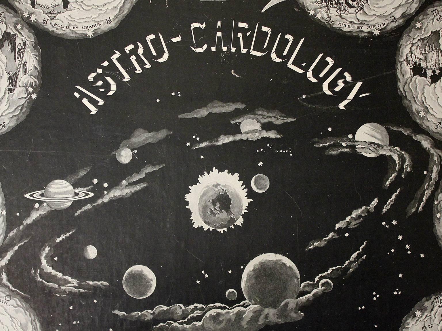 20th Century Art Deco 1934 Astro Cardology Zodiac Sign Print Poster by Jan Eric