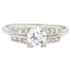 Art Deco 1935 0.65 CTW Alter europäischer Diamant Platin Vintage Verlobungsring