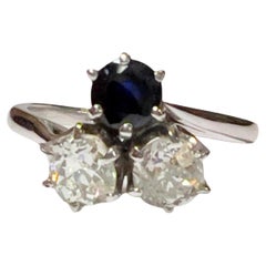 Art Deco 1935 1.22 carat Diamonds and 0.69 carat  Sapphire Fashion Ring