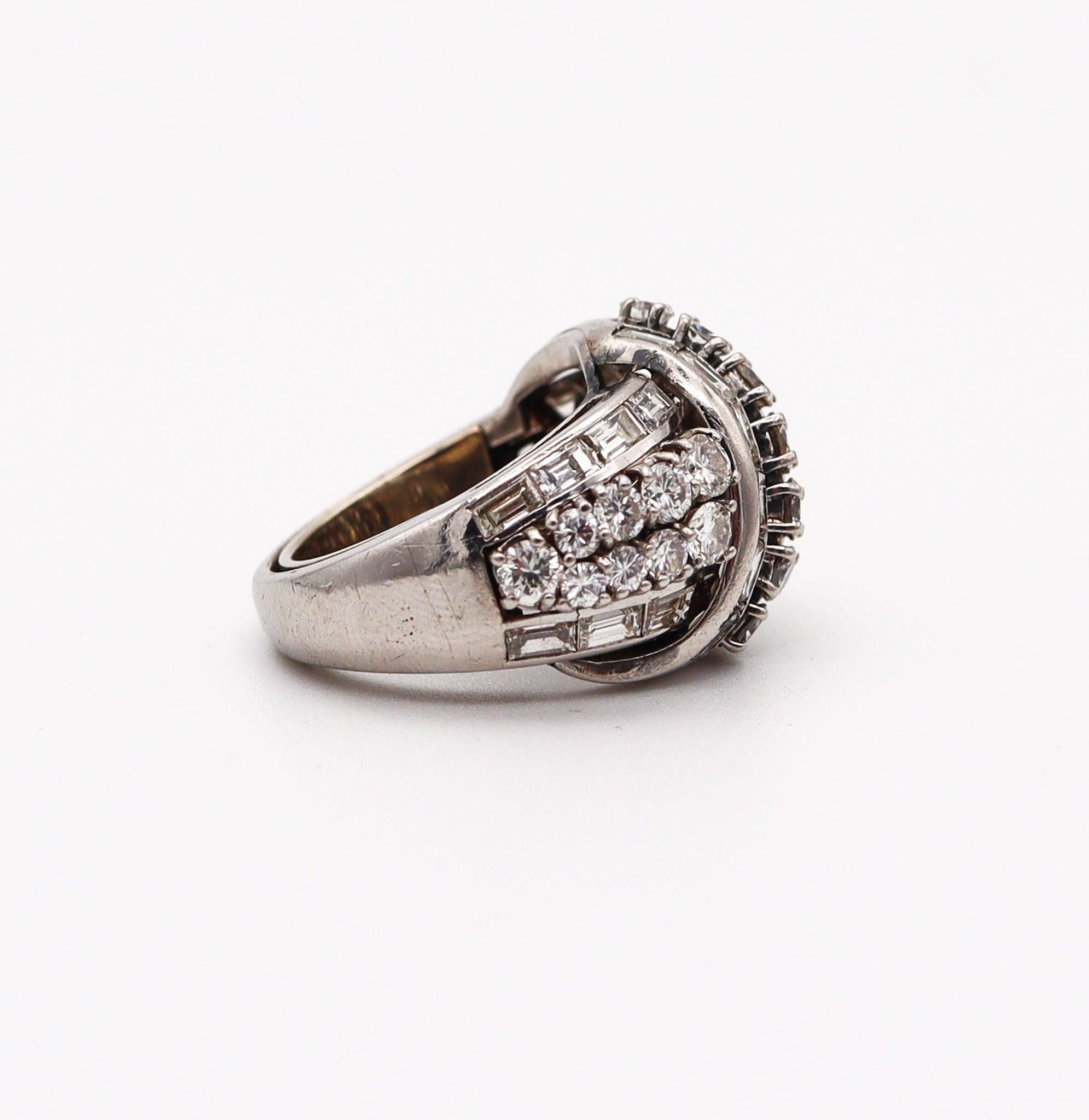De las mujeres Anillo de cóctel ART DECO 1935 en platino macizo con diamantes talla mixta de 4,11 qt en venta