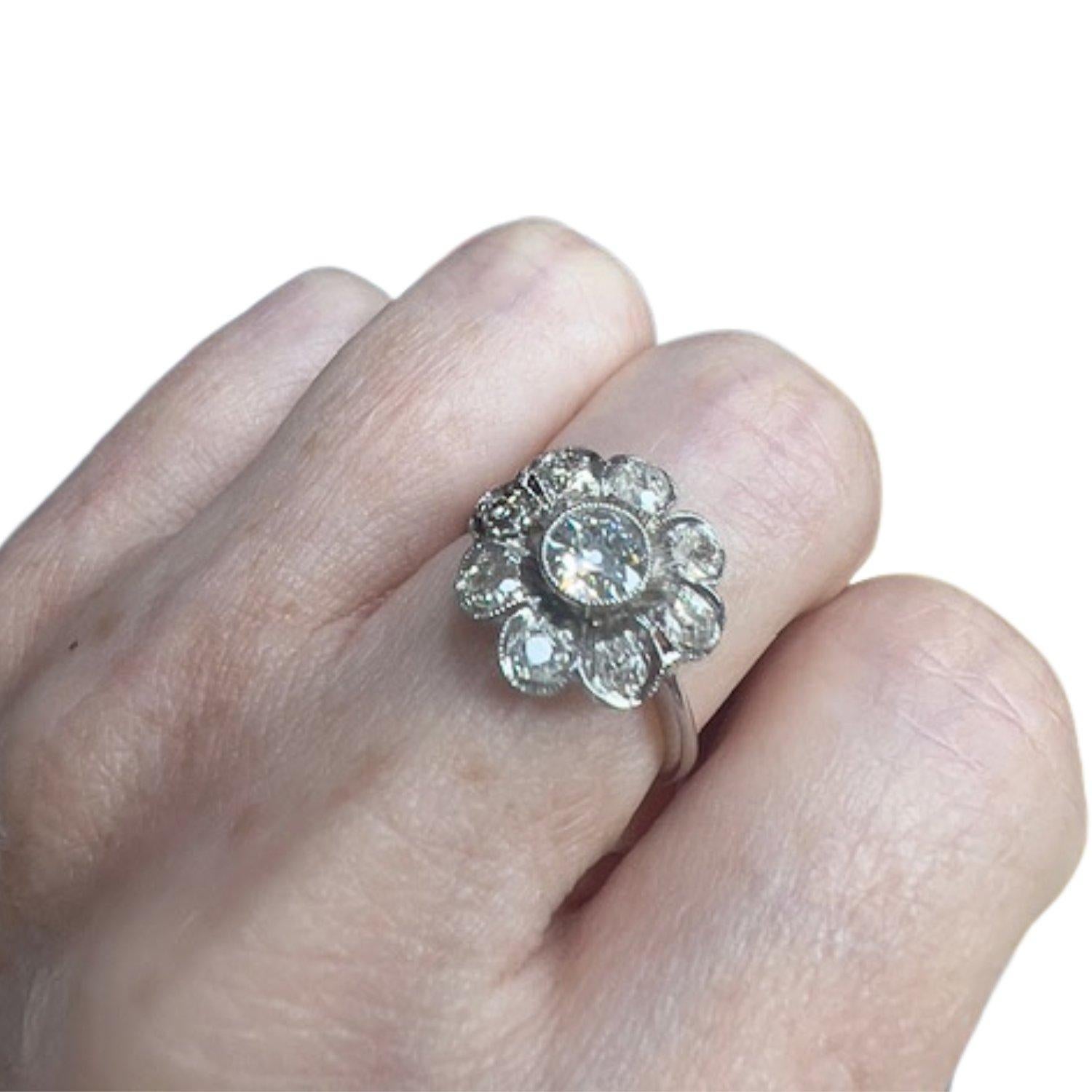 Antique Cushion Cut Art Deco 1935 Diamond Gold Ring