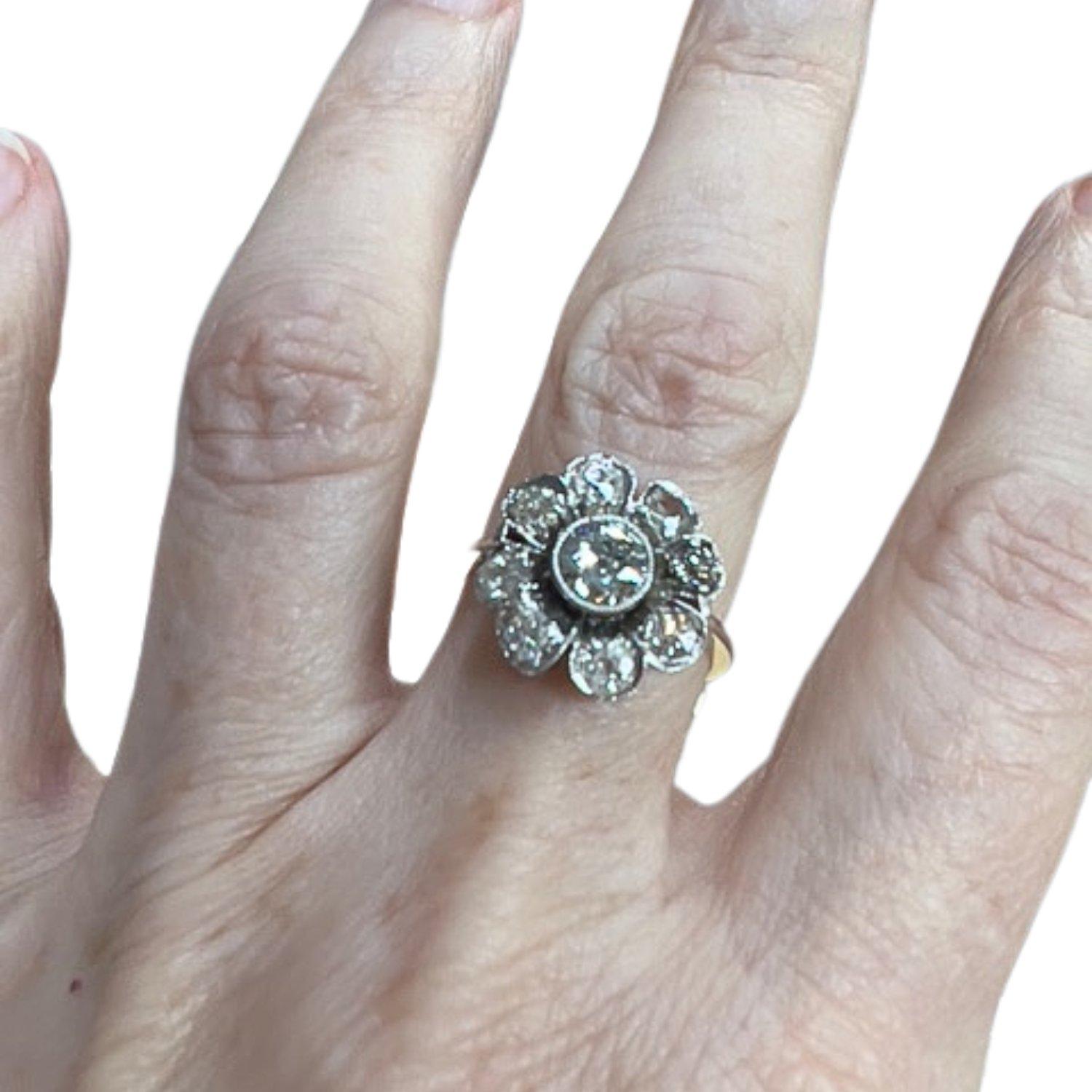 Art Deco 1935 Diamond Gold Ring In Good Condition In MADRID, ES