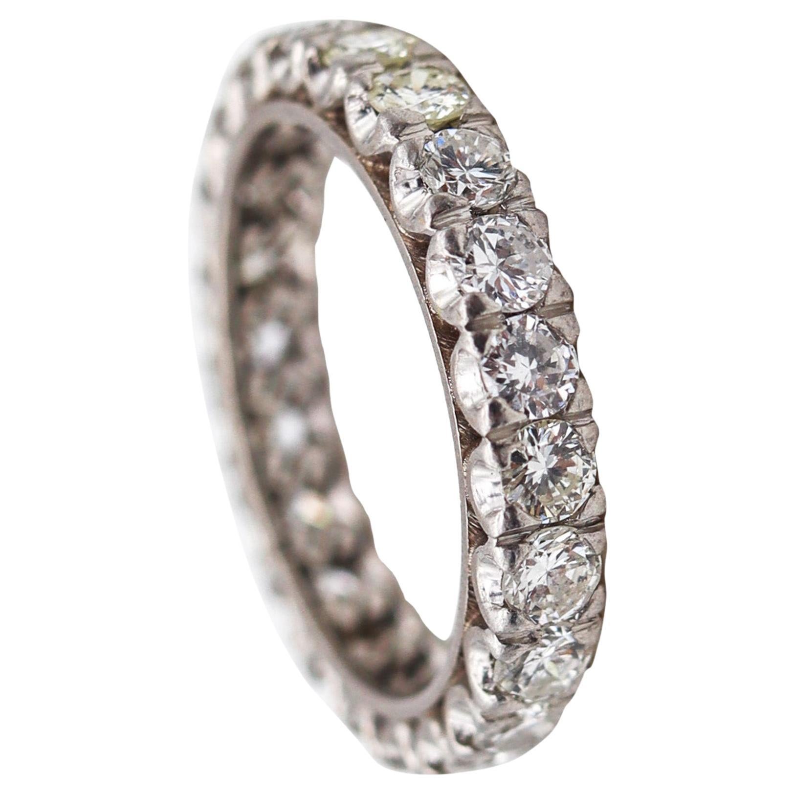 Art Deco 1935 Eternity Band Ring In Platinum With 2.64 Ctw In White Diamonds For Sale