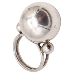 ART-DECO 1935 European Sculptural Cocktail Ring In .925 Sterling Silver
