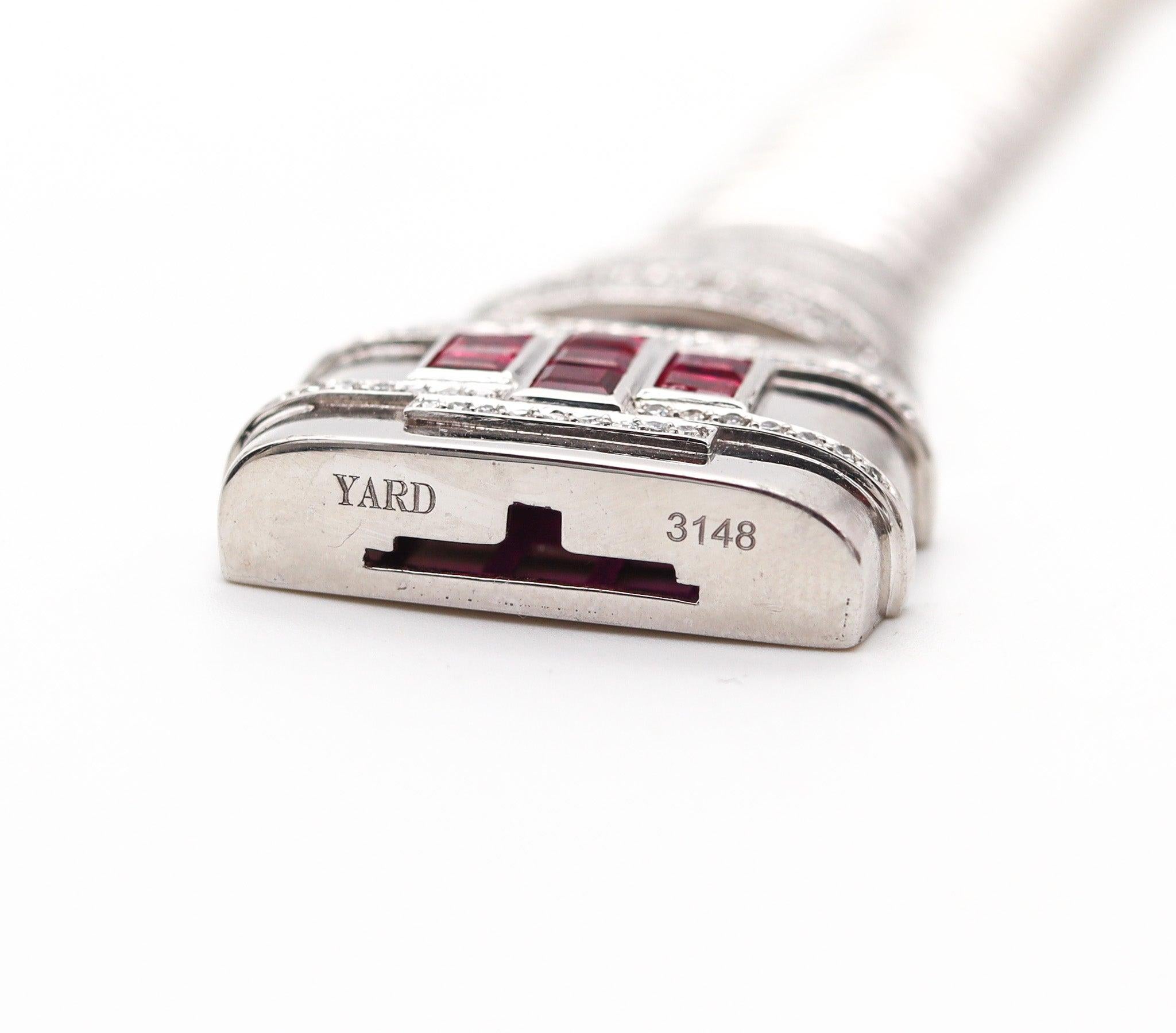 ART DECO 1935 Geometric Bracelet In 18Kt Gold With 7.69 Ctw in Rubies & Diamonds For Sale 4