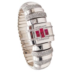 ART DECO 1935 Bracciale geometrico in oro 18Kt con 7,69 carati di rubini e diamanti