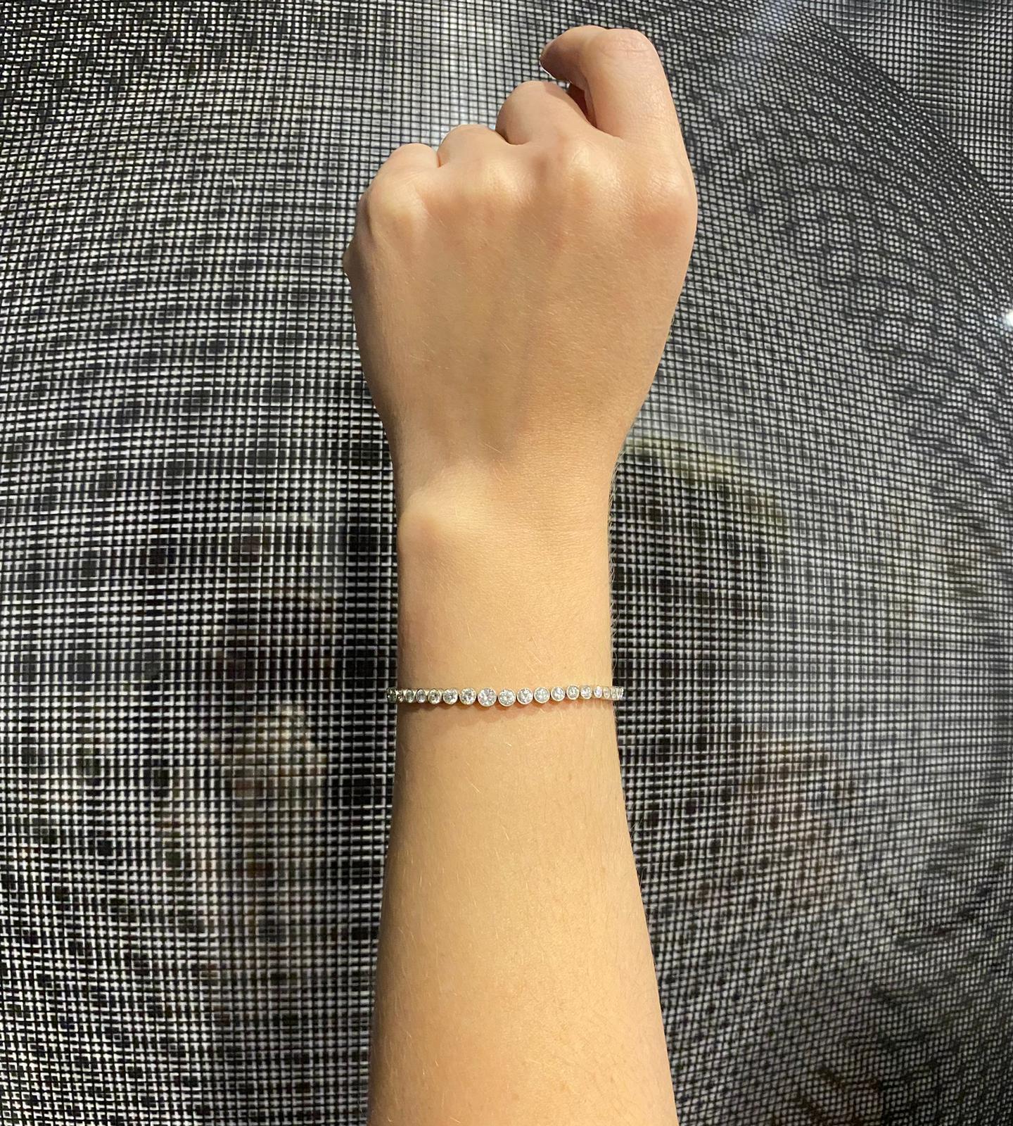 Abgestuftes Riviera-Armband aus Platin im Art déco-Stil von 1935 mit 5,36 Gesamtkaratgewicht Diamanten im Angebot 1