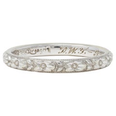 Art Deco 1939 18 Karat White Gold Vintage Orange Blossom Wedding Band Ring