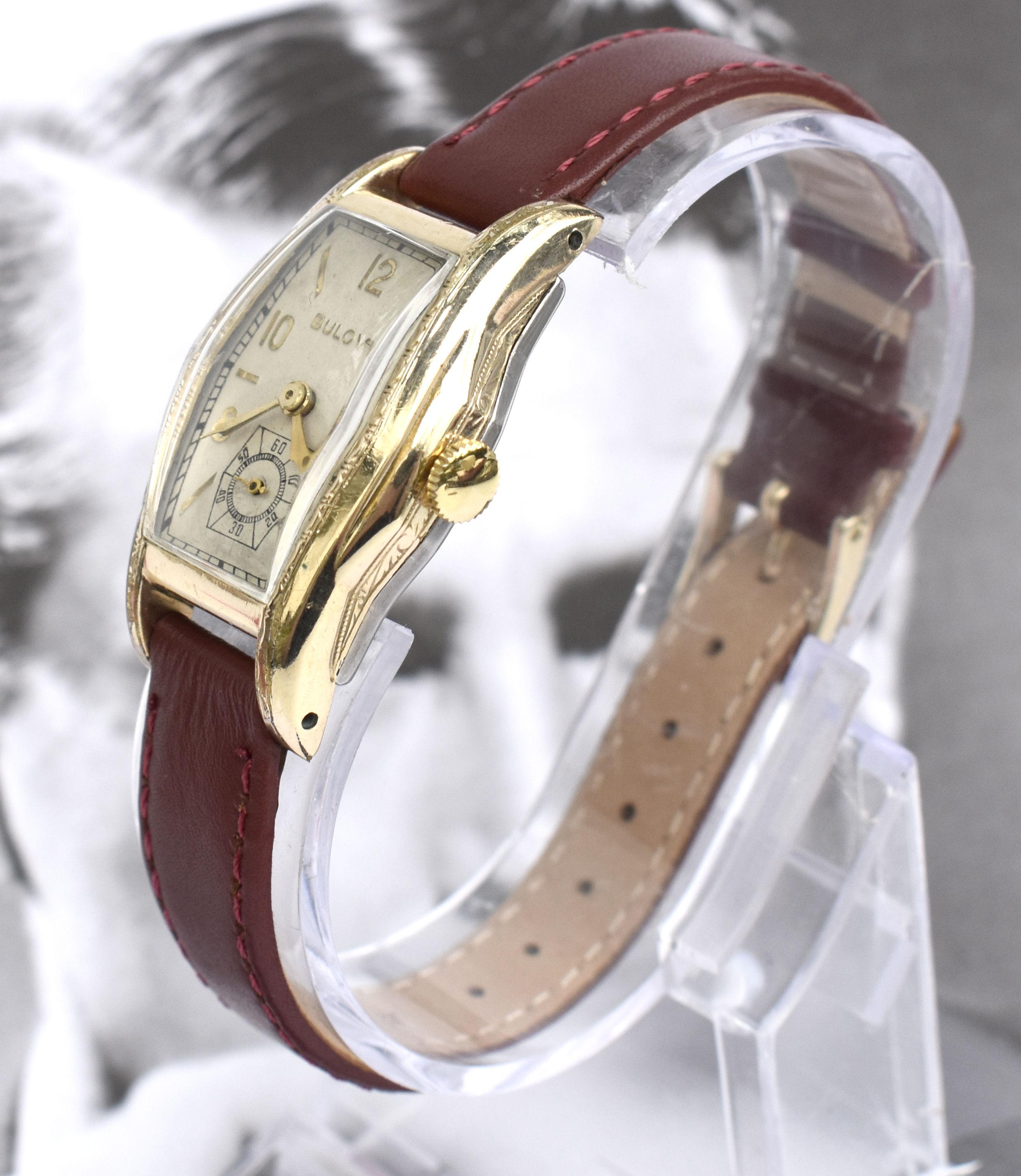 Art Deco 1939 Bulova WW2 Gents Gold Filled Manual Wrist Watch, Fully Serviced 4