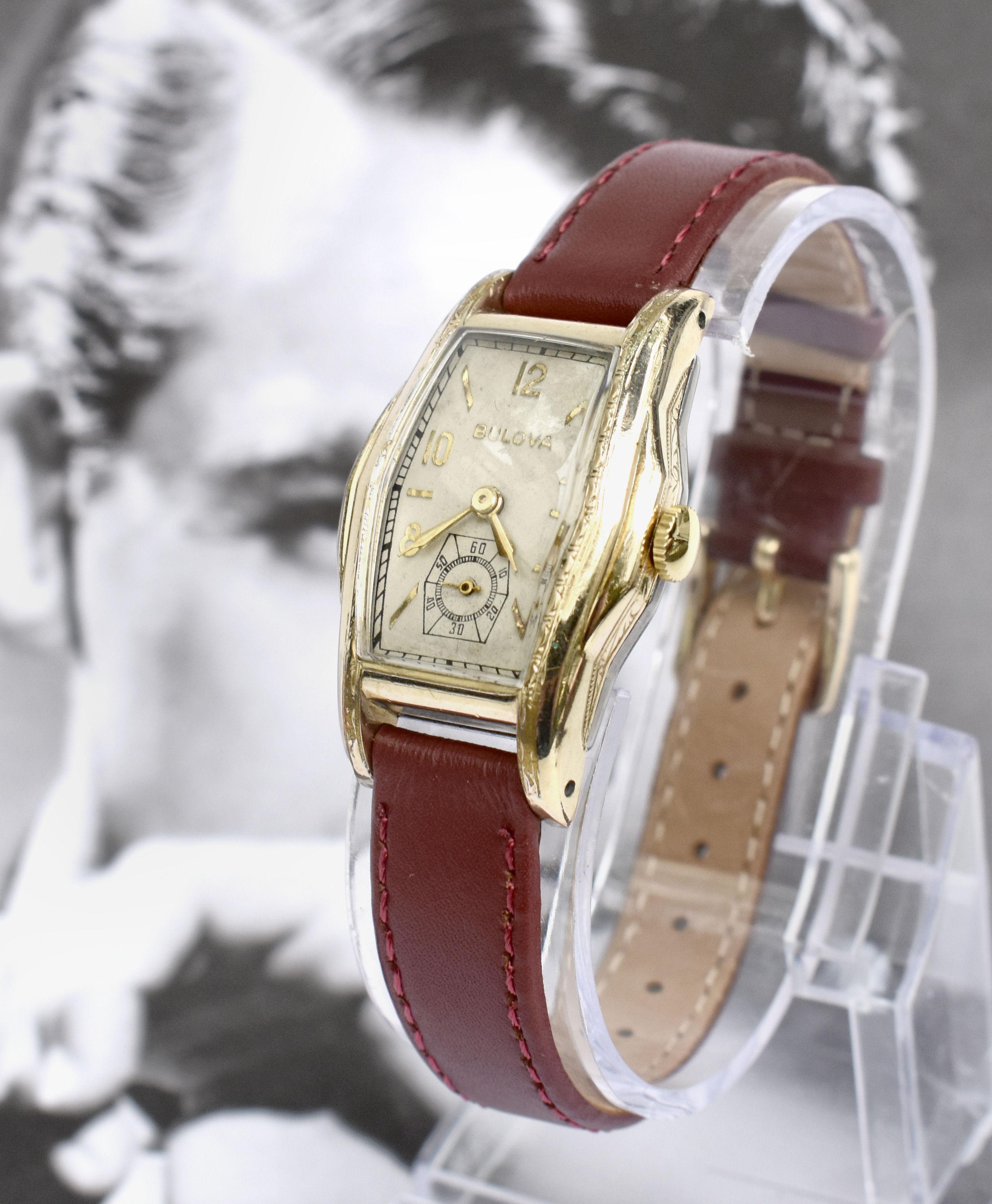 For your consideration is this wonderfully stylish Gents wrist watch dating to 1939, so 83 years old. 10k rolled gold top and back with ornate filigree either side of the dial. Just serviced with new mainspring, crystal, winding crown and 16mm