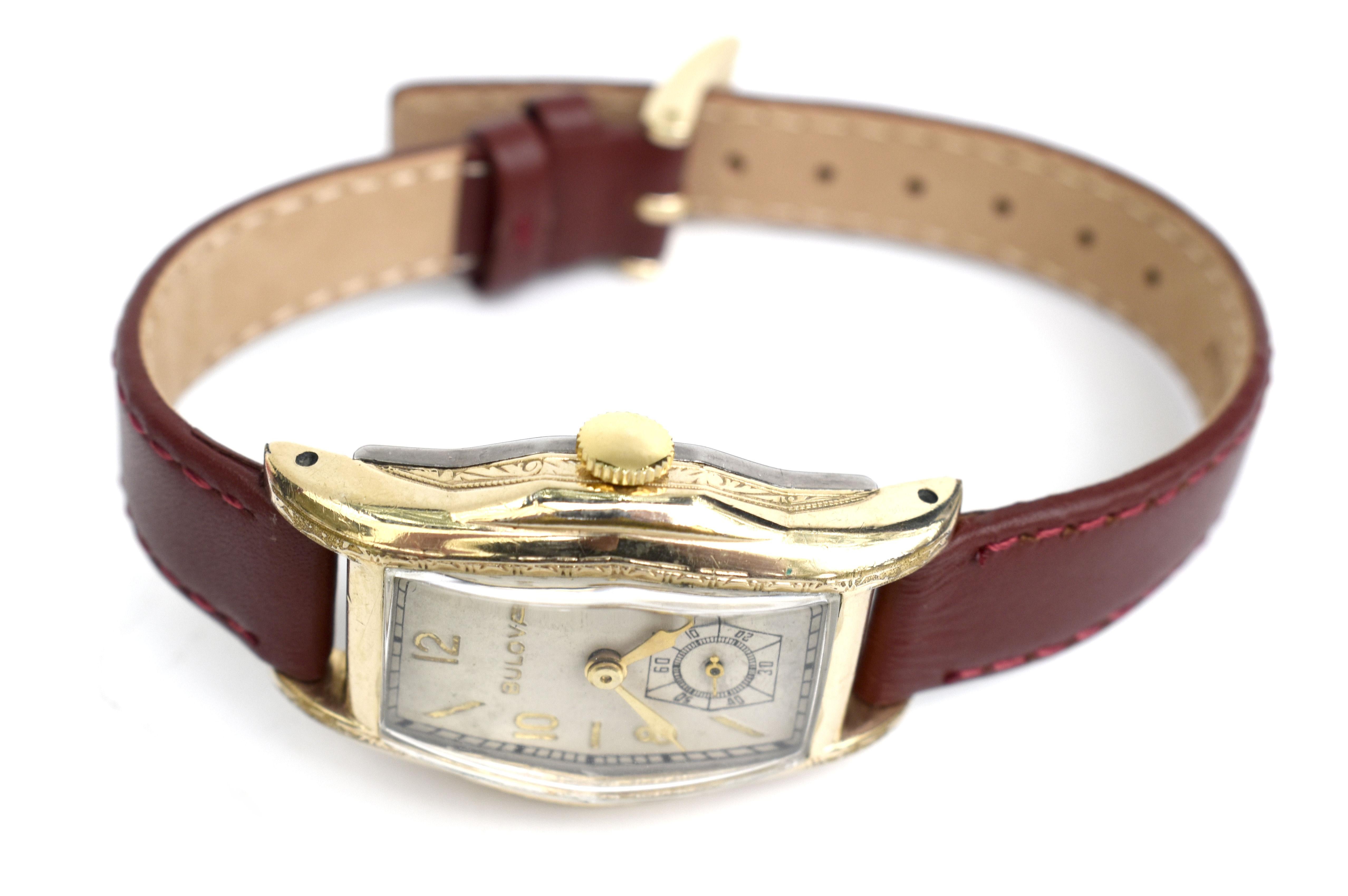 Men's Art Deco 1939 Bulova WW2 Gents Gold Filled Manual Wrist Watch, Fully Serviced