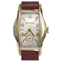 Art Deco 1939 Bulova WW2 Gents Gold Filled Manual Wrist Watch, Fully Serviced