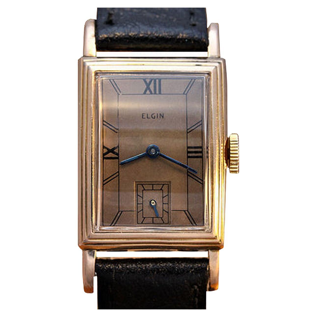 Art Deco 1939 Elgin in Rose Gold Fill Gents Watch, Fully Serviced