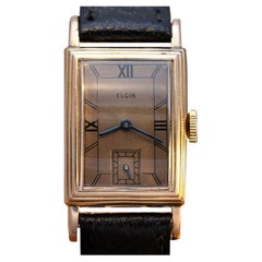 Montre Art Déco Elgin en or rose pour homme de 1939, entièrement révisée