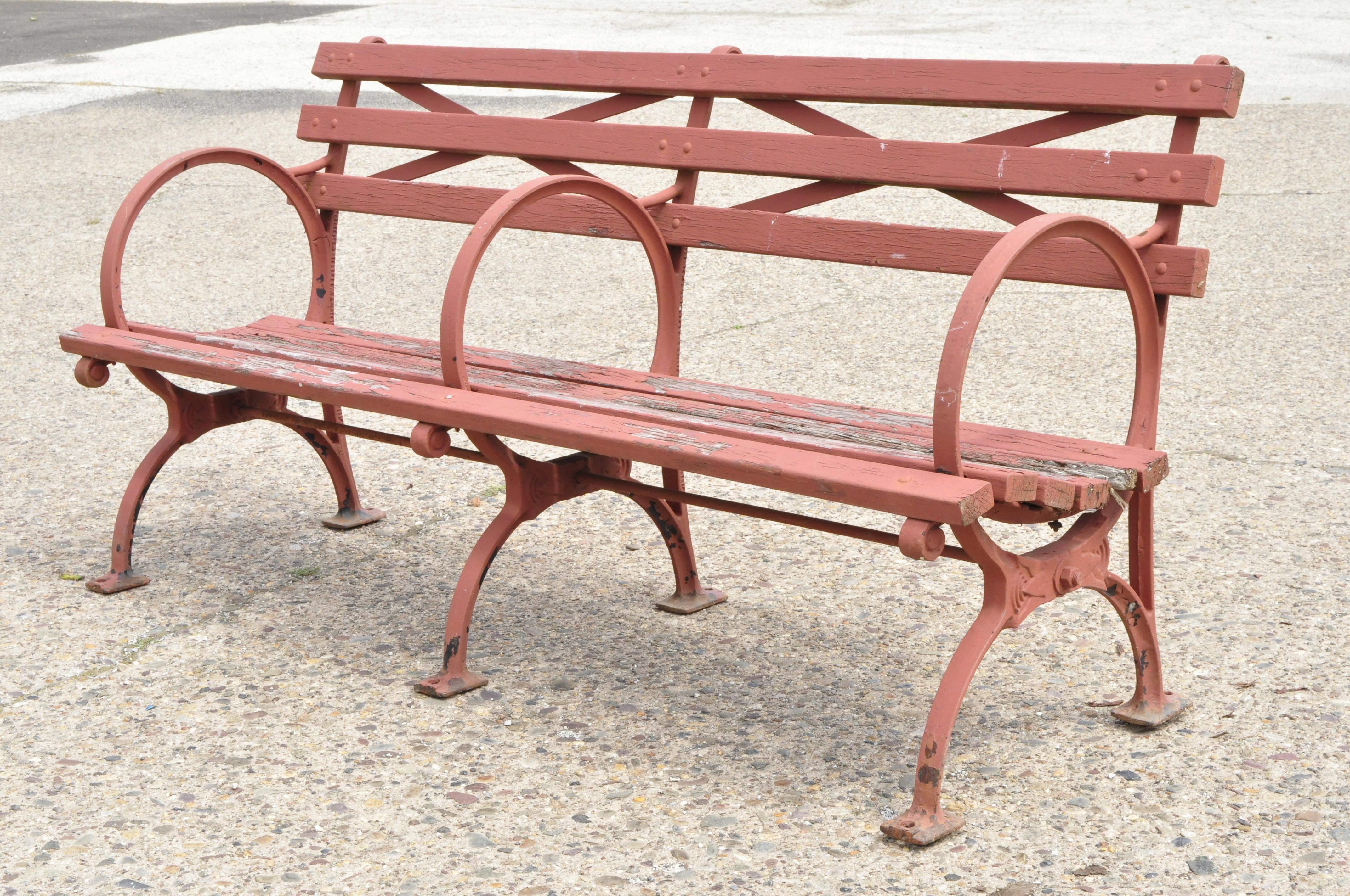 Art Deco 1939 Kenneth Lynch & Sons World's Fair NYC Double Cast Iron Moses Bench 5