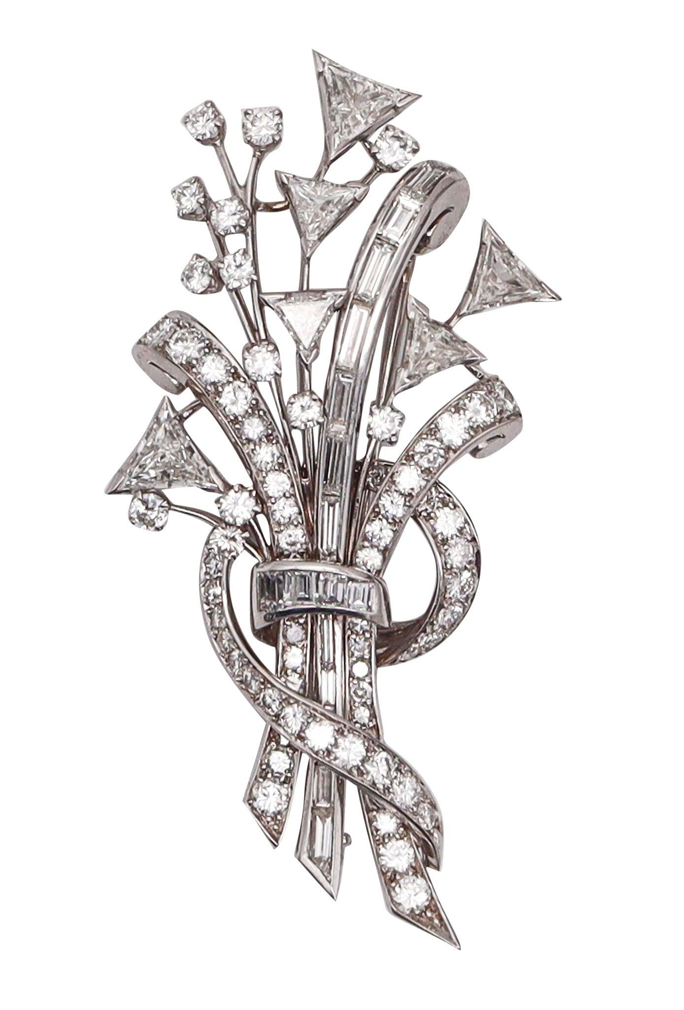 Pendente ART DECO 1940 in platino massiccio con 7,52 carati di diamanti VS