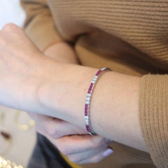 ART DECO 1940 Riviera Bracelet In Platinum With 12.30 Ctw In Diamonds & Rubies