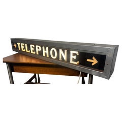 aRT dECO  1940s / 50s Modernist Light -up "TELEPHONE" SIGN.... 40" LONG