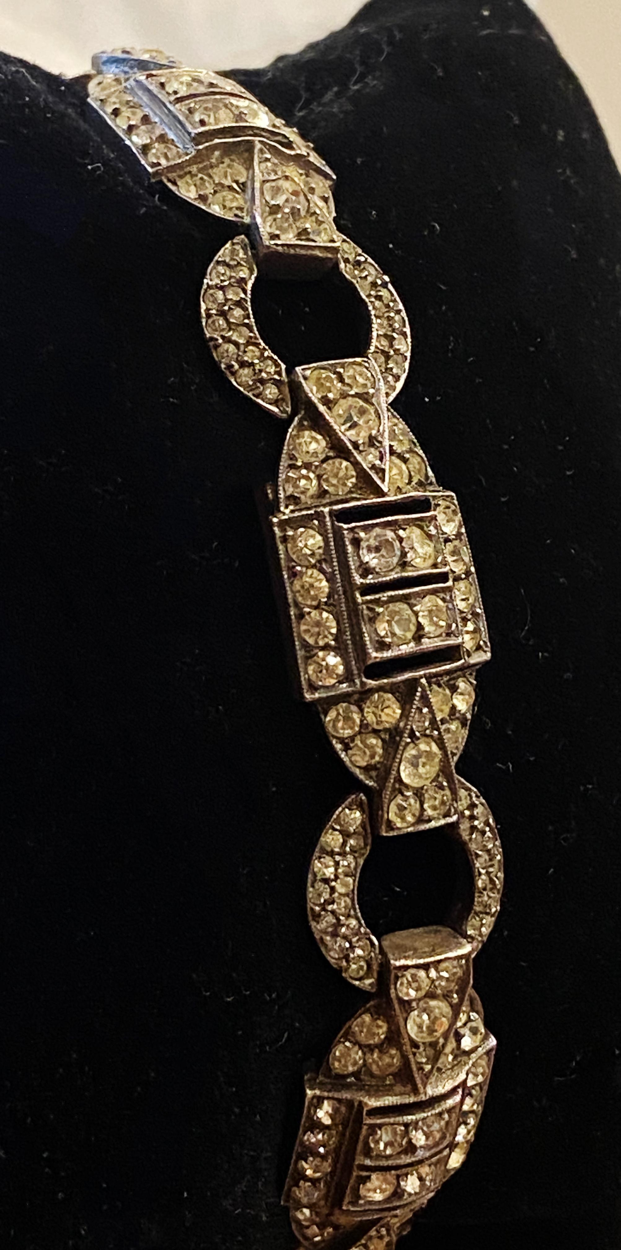 Art Deco Art-Deco 1940's 925 Silver & Marcasite Ladies' Bracelet, 20cm - 7.8